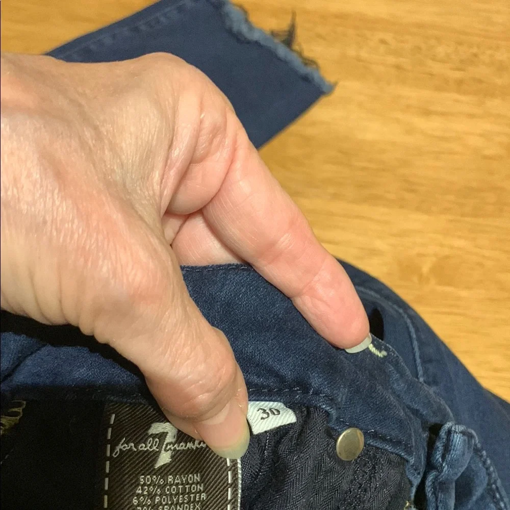 7 For All Mankind Blue Straight Leg Jeans with Classic Indigo Wash